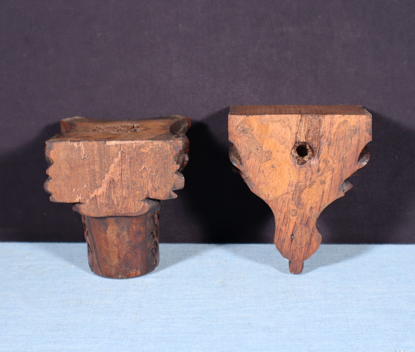 Two French Antique Highly Carved Trim/Corbels Solid Oak and Walnut Wood