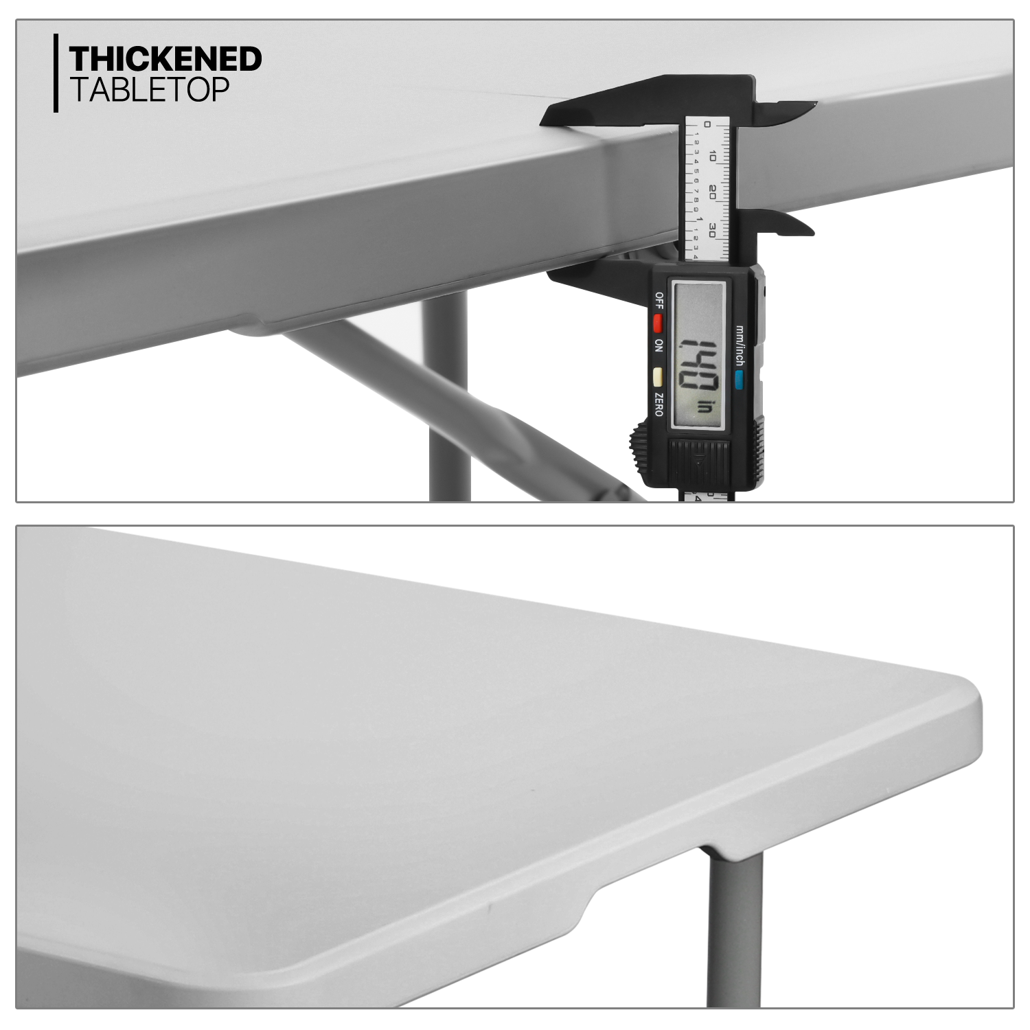 4ft Grey Portable Folding Home Plastic Table Adjustable Foot Camping Picnic Desk