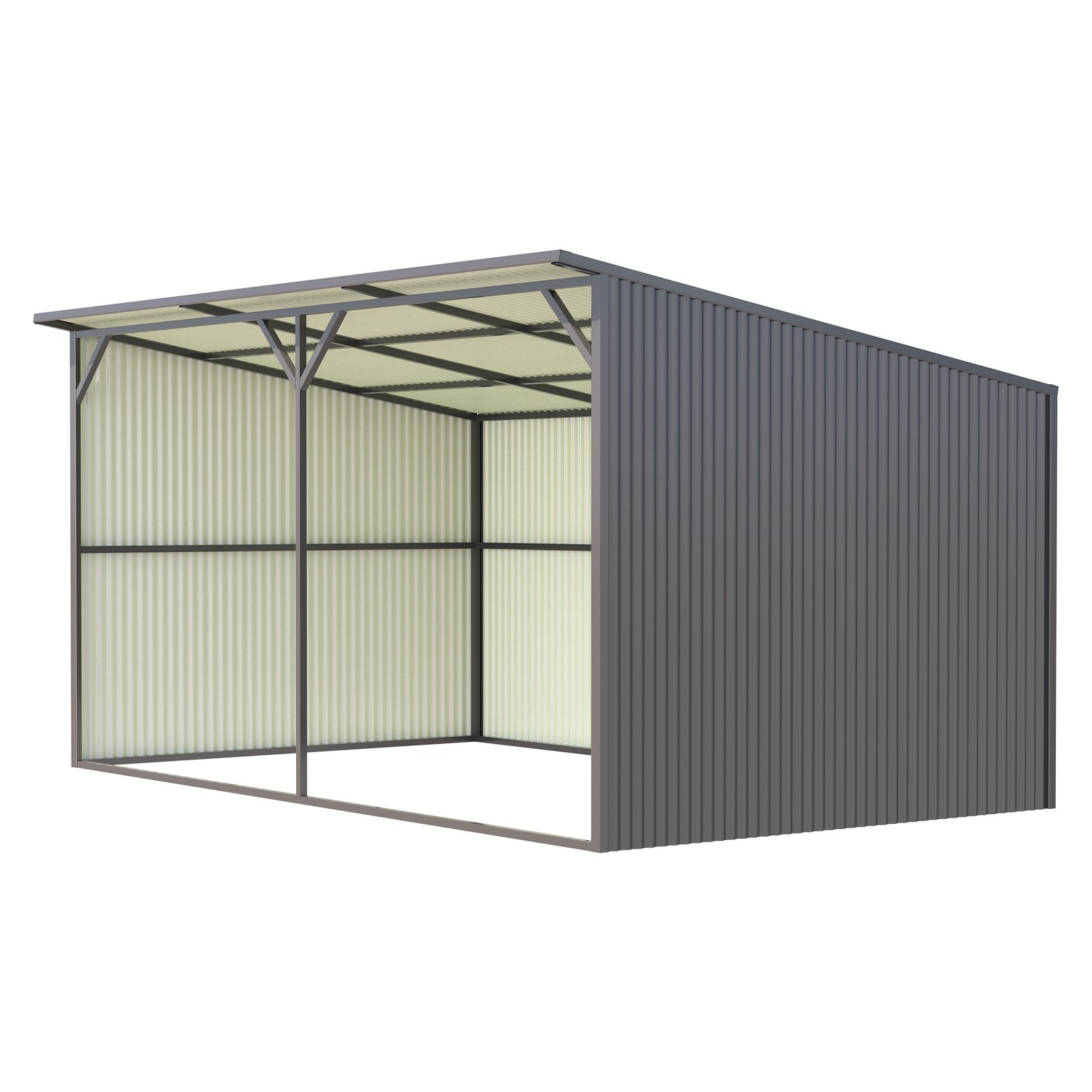 20'x12' Galvanized Metal Shed Livestock Shelter Farm Animal Shelter Goat CowShed