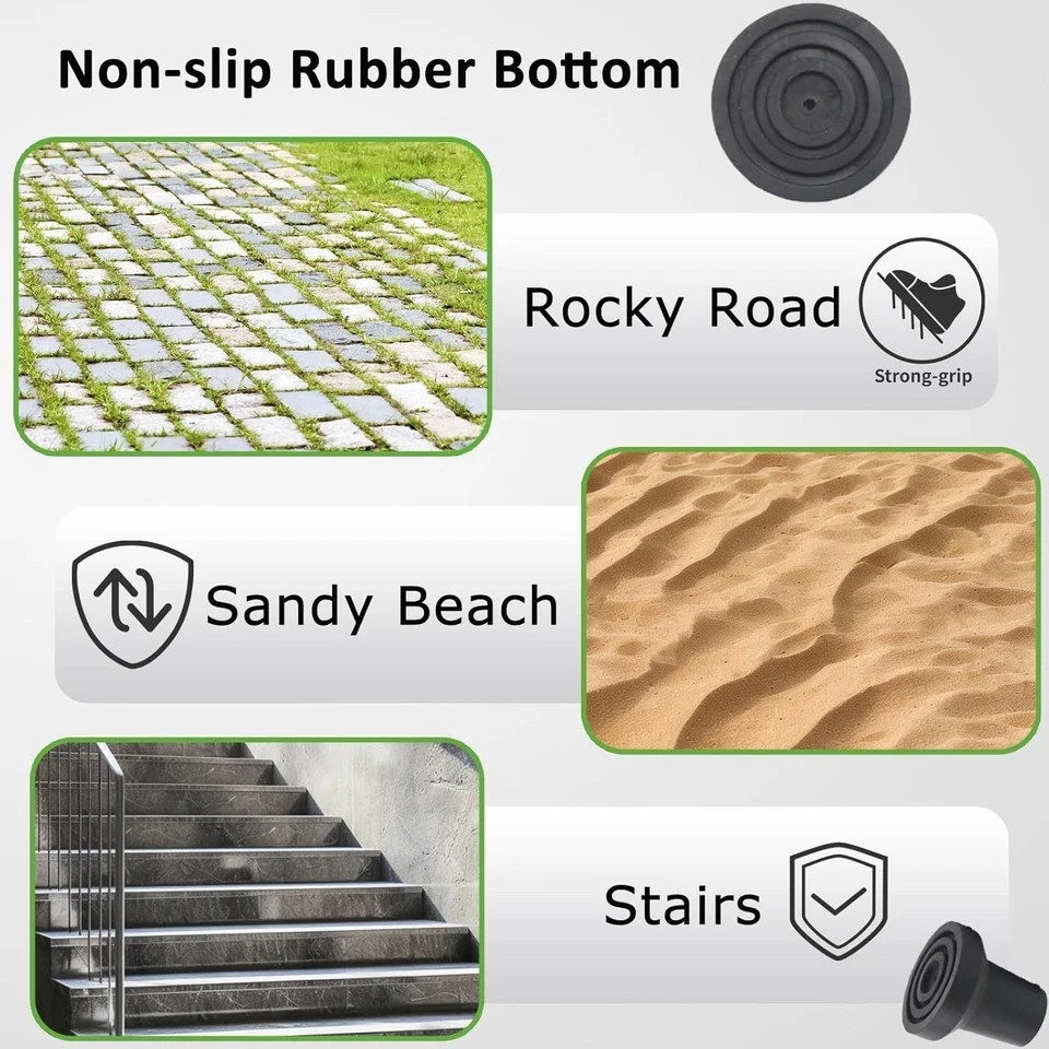 1/2' Walking Cane Tips 4 Pack Set, No-Slip Cane of Black Rubber Tips, Heavy D...