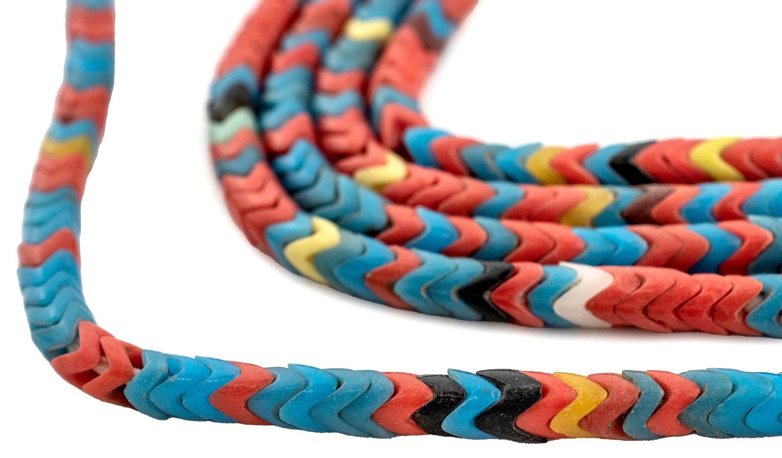 Assorted Vintage Glass Snake Beads 6mm Ivory Coast African Multicolor Handmade