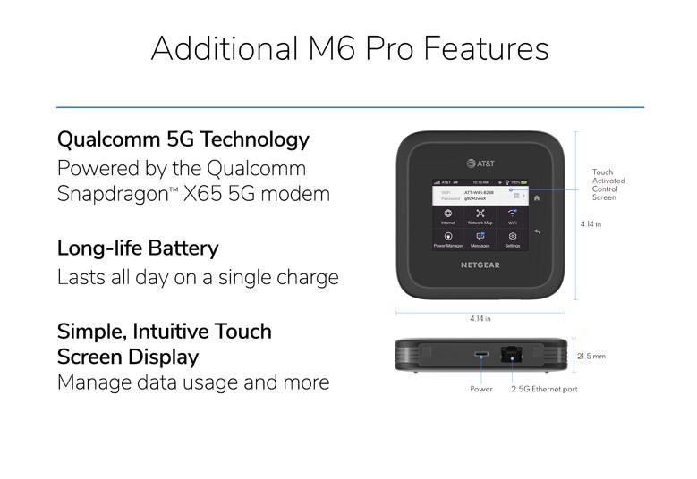 Netgear NightHawk M6 Pro WiFi 6E Mobile Hotspot Router Black(AT&T+Unlocked)-Good