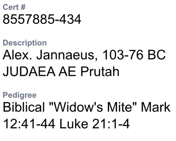 Biblical Widows Mite 103BC-76BC Judaea Prutah Genuine NGC Certified Ancient Coin