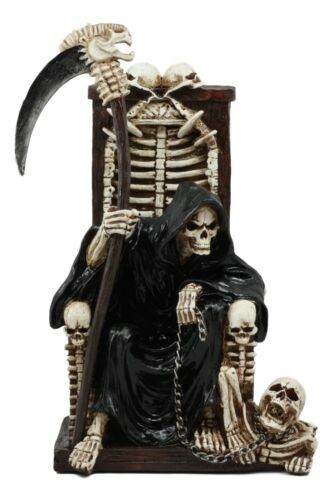 Ebros The Dark Lord Grim Reaper Seated On Skeletons & Skulls Throne Statue
