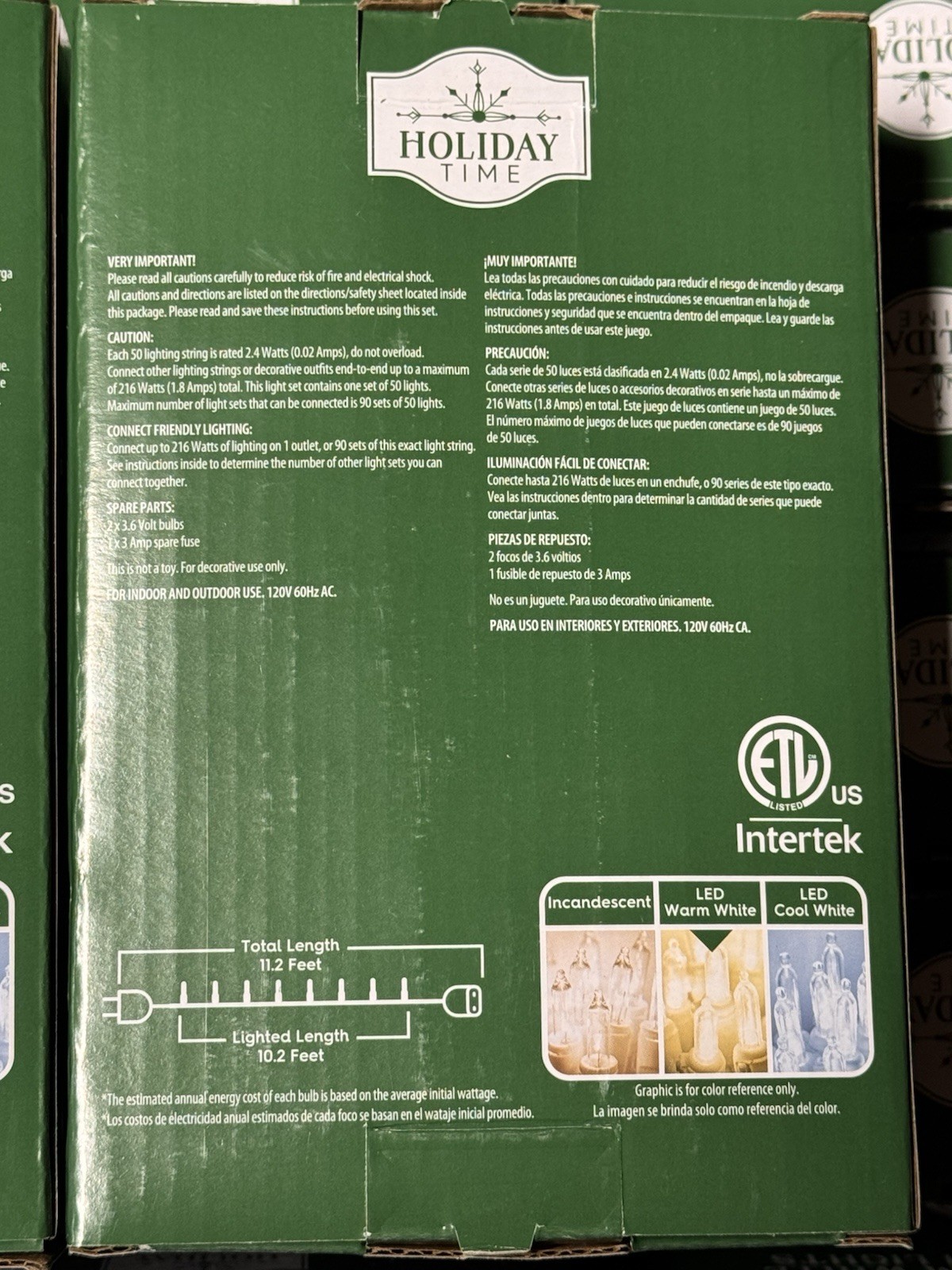 (2) NEW Holiday Time 50ct WARM WHITE Led Lights GREEN Wire 100 Total