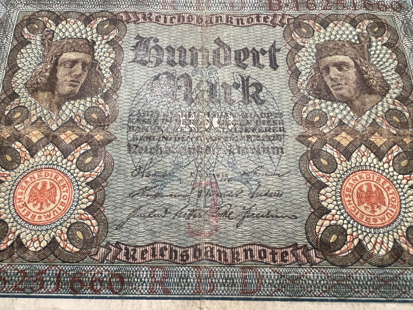 2x 1920 German 100 Mark post WWI WW1 Banknote Paper Money Kaiser Pre Hitler Nazi