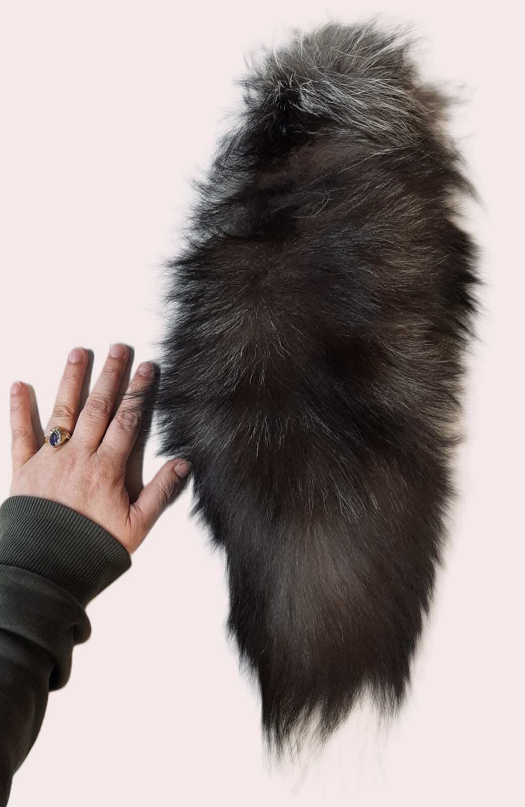 Silver Fox Tail with Grommet & Chain (Key Chain)