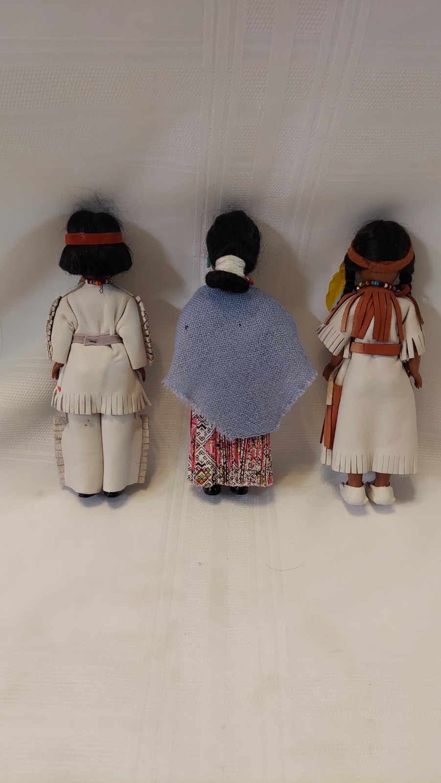 Three Vintage 7.5” Native American Dolls With Sleepy Eyes. (U12)