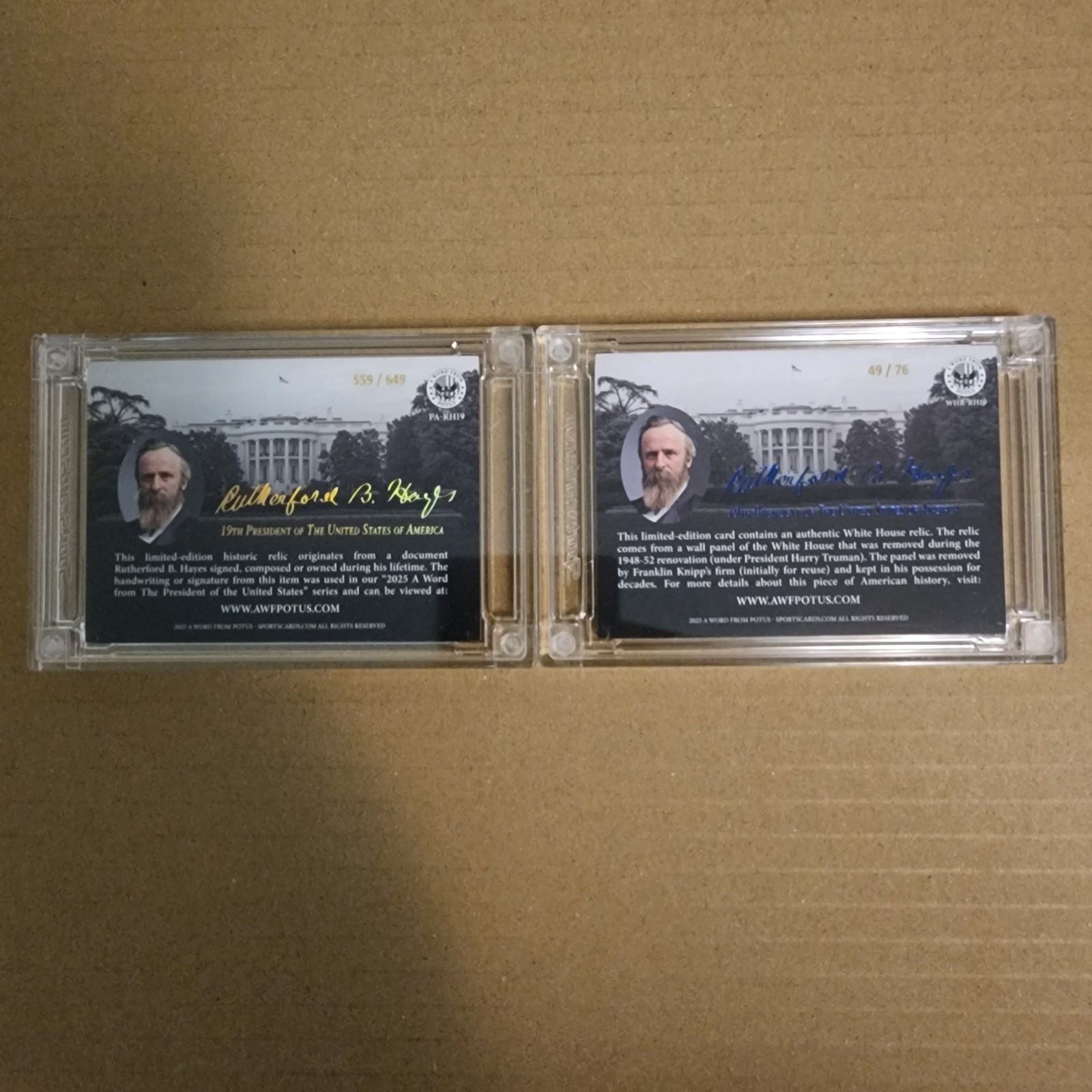 2025 A Word From POTUS Rutherford Hayes Relic Lot Wall And Document #ed 76 & 649