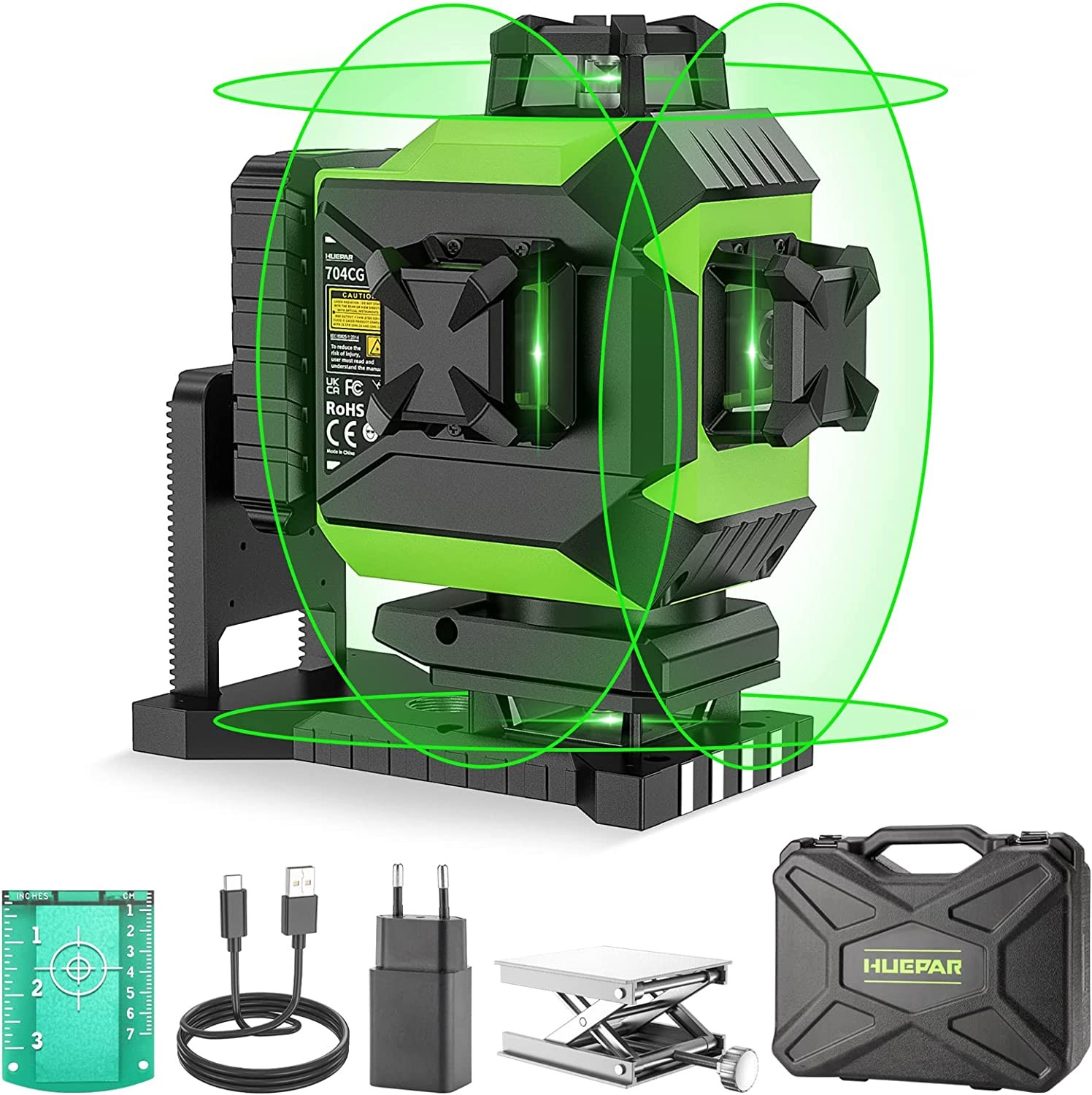 704CG 4D 16 Line Laser Level Self-Leveling 360 Cross Line Green Beam Laser Level