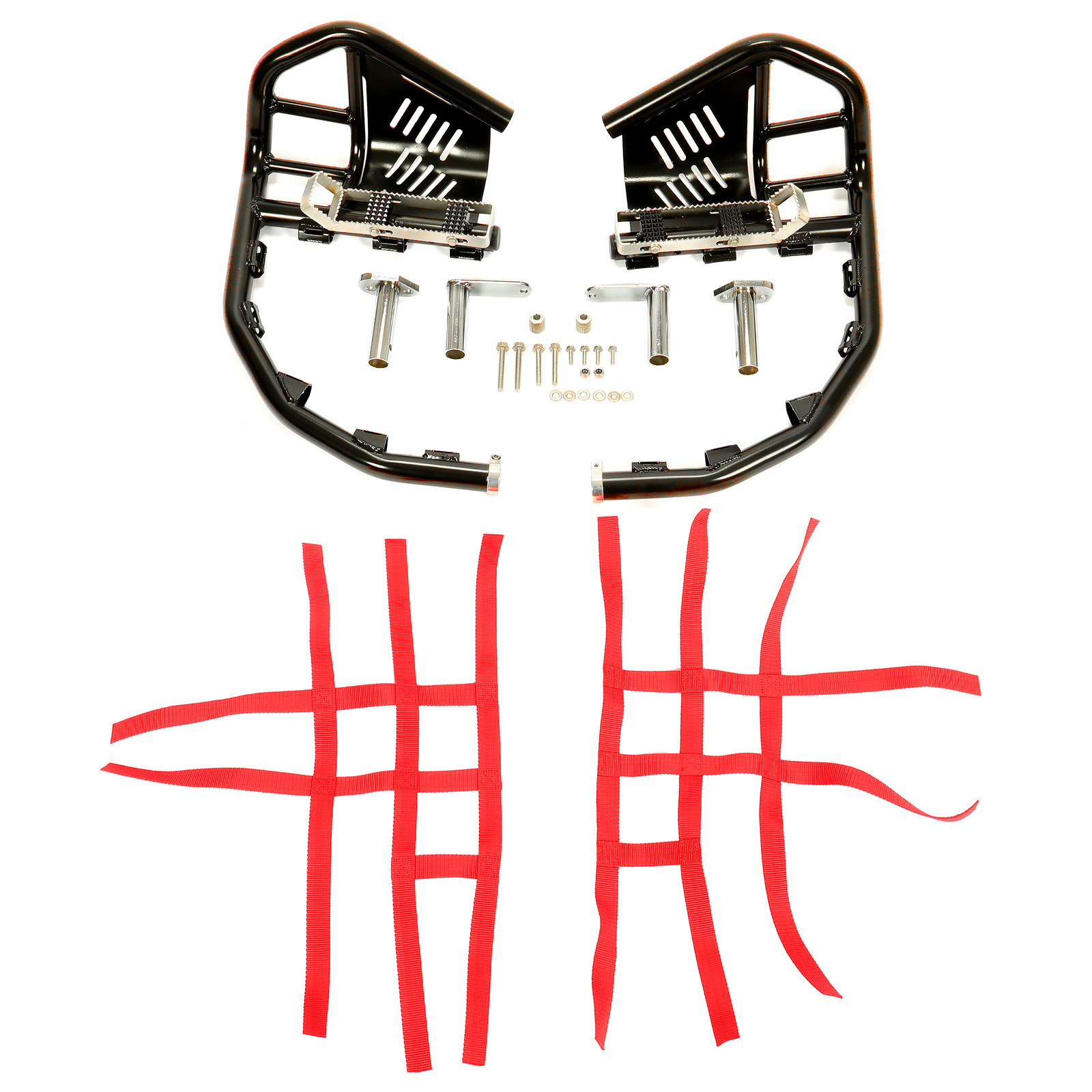 For Honda Sportrax 400 TRX 400EX 400X Nerf Bars Pro Peg Black Bars Red Nets -New