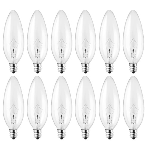 12-Pack 40W 110V Incandescent Candle Light Bulbs Dimmable Chandelier Sz-40watt