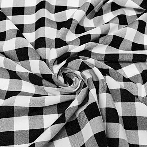 60" Wide Checkered Gingham Buffalo Check Polyester Poplin Fabric - 1"x1" Checks