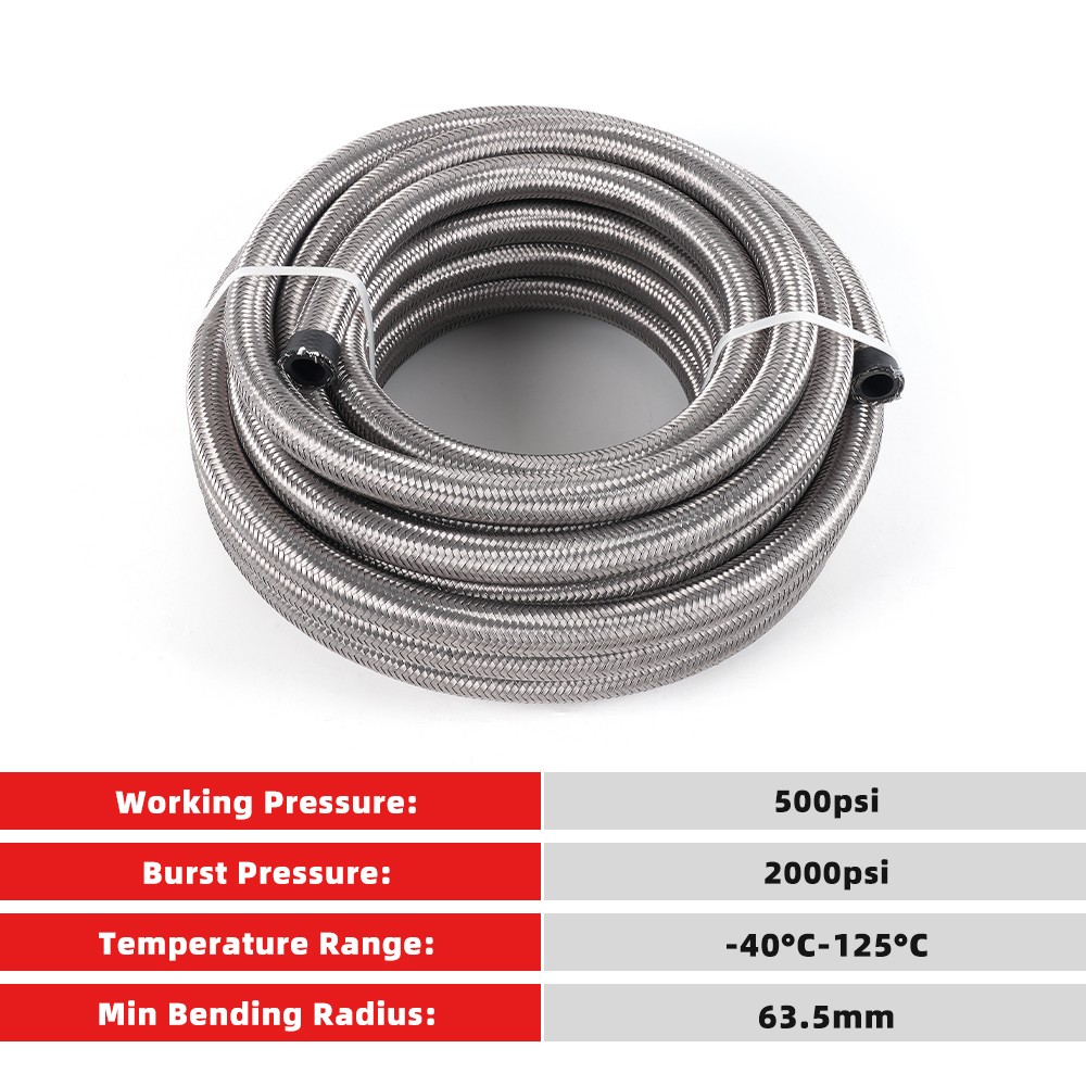 4AN-6AN-8AN-10AN-12AN CPE Fuel Line Nylon & Stainless Steel Braided Fuel Hose