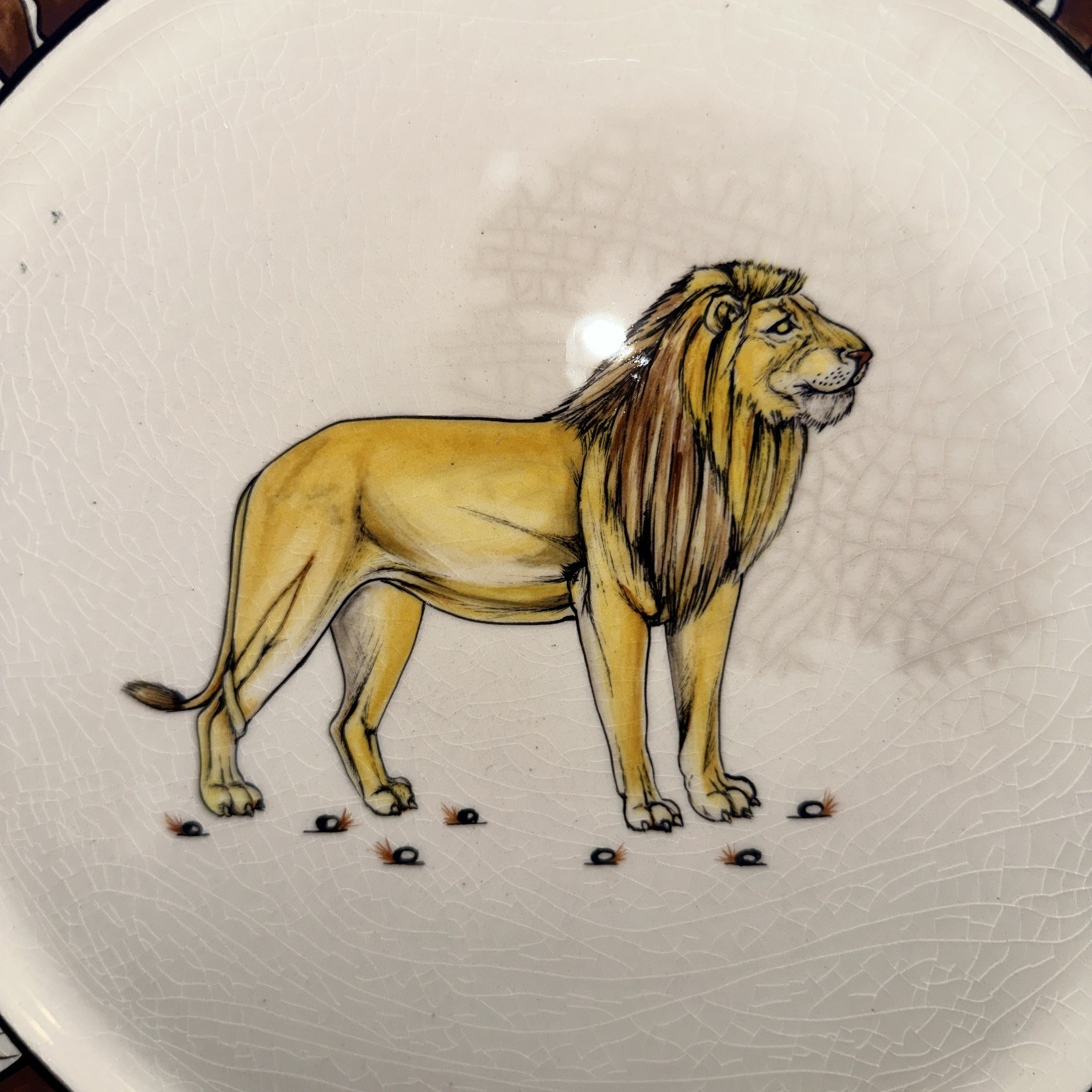 Penzo Zimbabwe Hand Painted 12.25 In Plate Lion Signed 2008