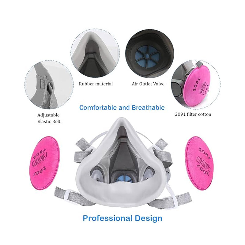 Gas Dust Mask 6200+2091 Gas mask Suit Respirator Painting Spraying Face Size M