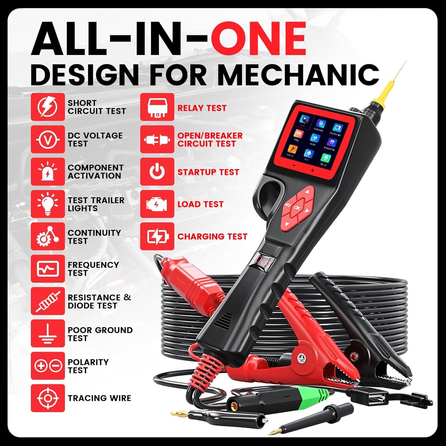 Topdiag P200 Automotive Circuit Tester Power Probe 9~30V Multimeter + 20ft Cable