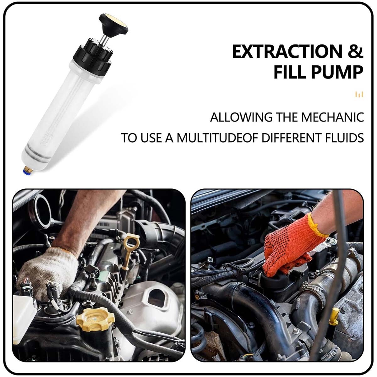 Automotive Fluid Extractor Pump Oil Change Syringe With Hose Manual Fuel Suction
