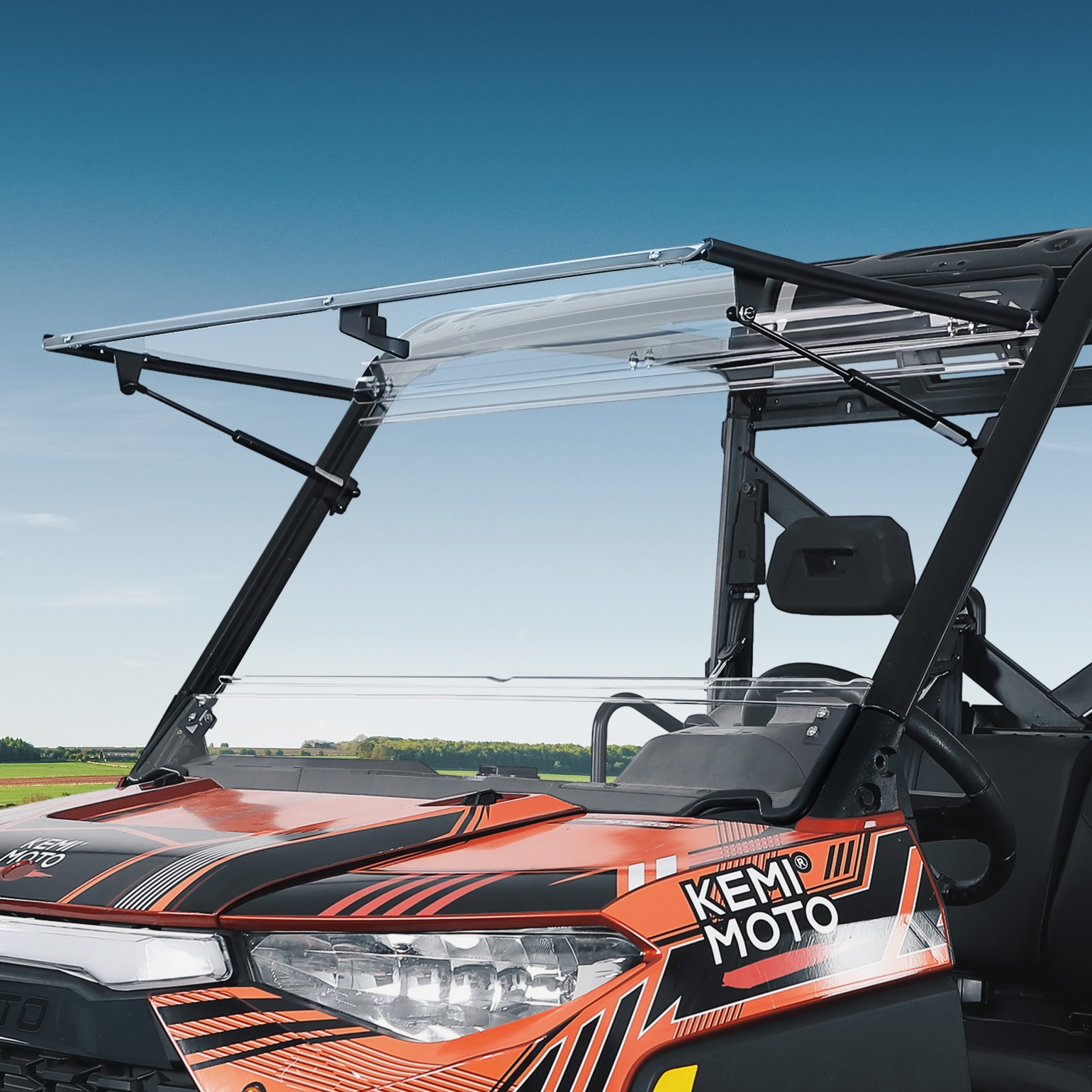 KEMIMOTO 2-IN-1 Flip Windshield for Polaris Ranger XP 900/1000/Crew XP 1000