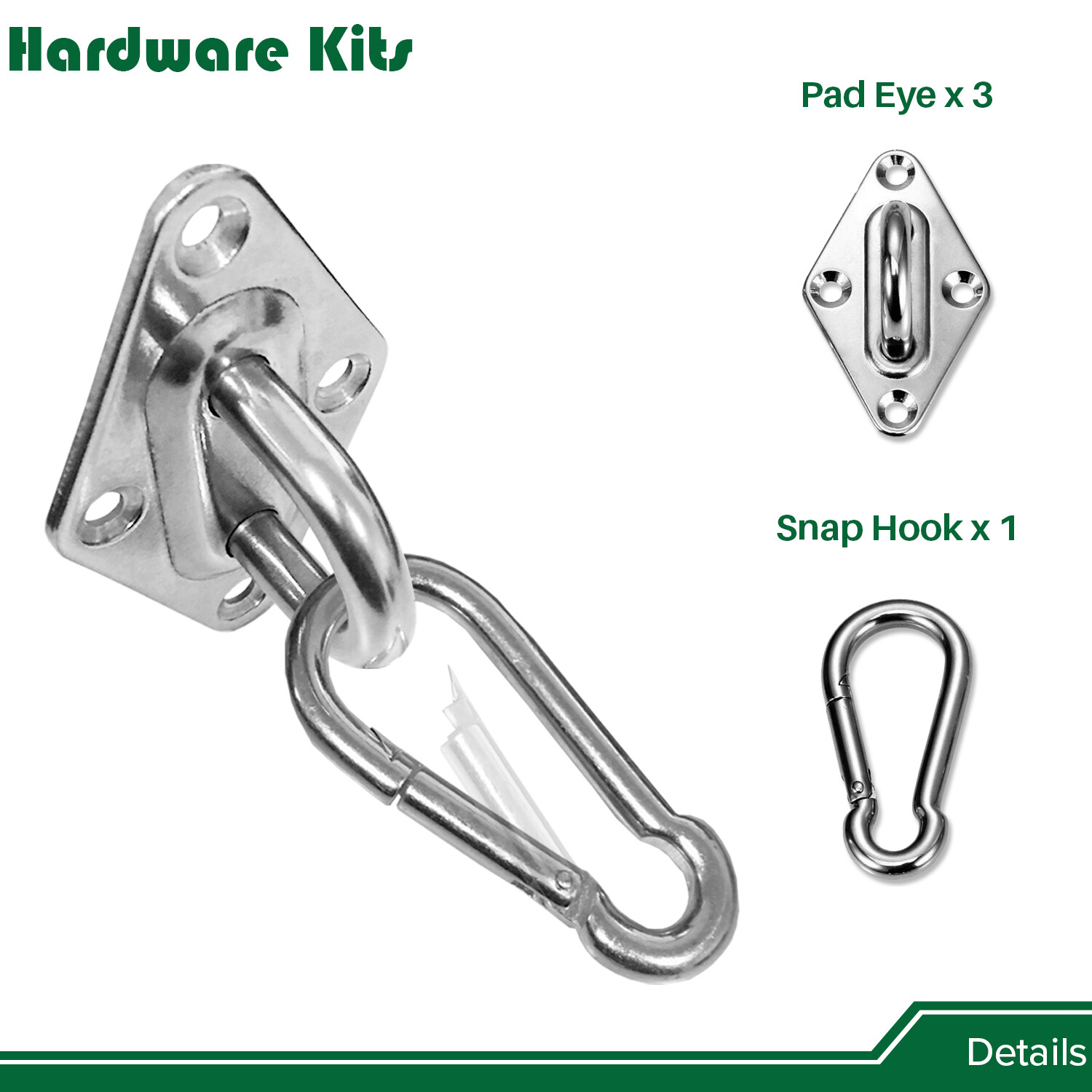 Triangle and Rectangle Sun Shade Sail Stainless Steel Hardware Install Tool Kit