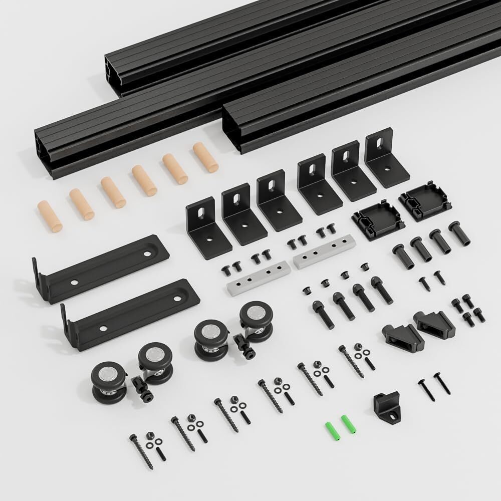 6FT-12FT Box Rail Hardware Heavy Duty Sliding Barn Door Track Wall Mount Kit