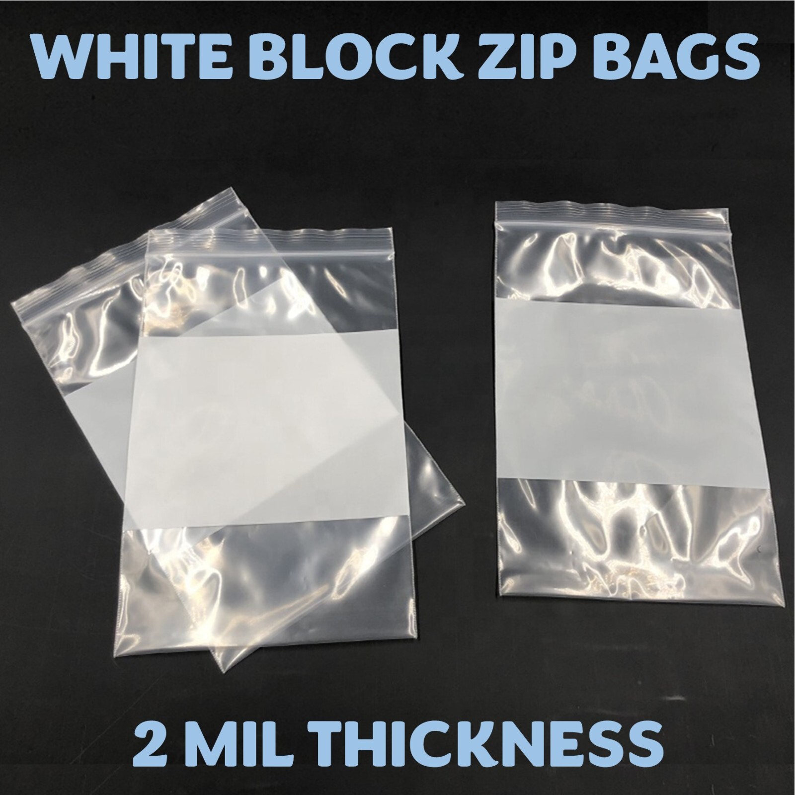 10"x13" Reclosable 2MIL White Block Zip Writable Zipper Baggies Seal Lock Bags