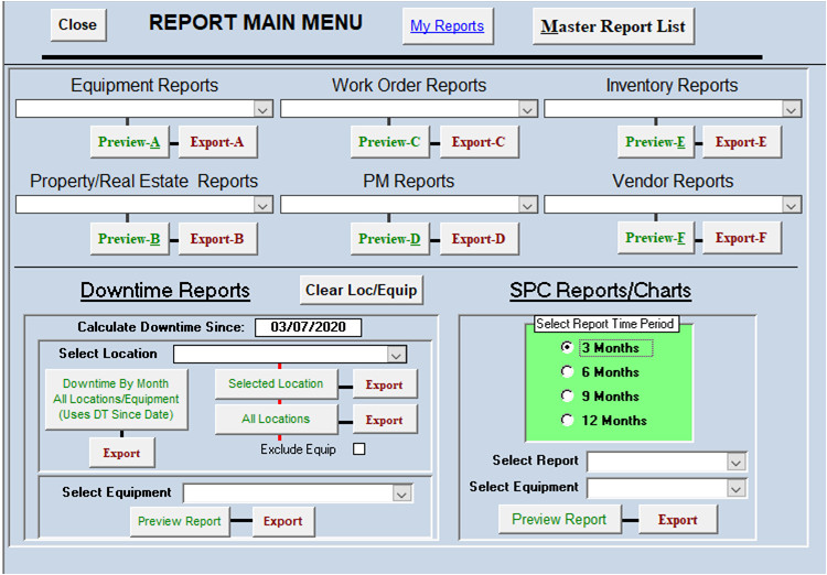 ZUD, MS Access CMMS app for Maintaining Equip, Inventory ,PM/Repair Work Orders
