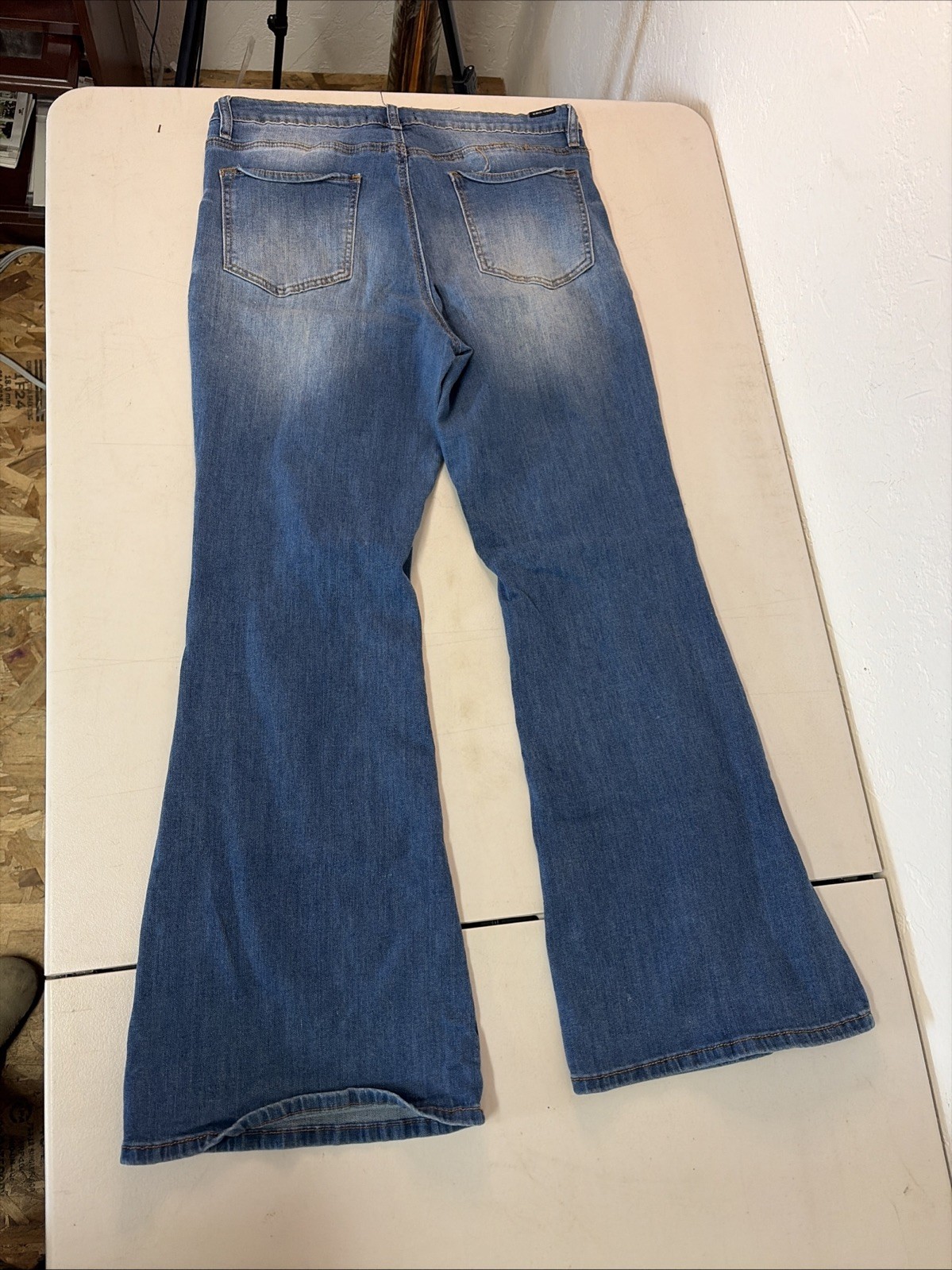 Almost Famous Blue Distressed Ripped Flared Jeans Size 13