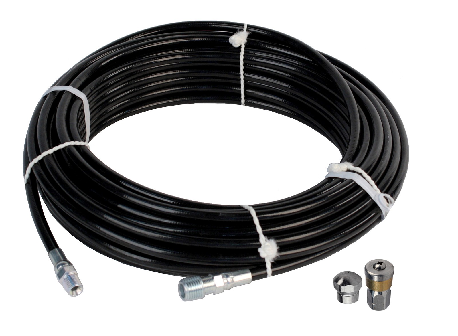 Schieffer 1/8" x 100' 4800 PSI Thermoplastic Sewer Jetter Hose & 5.0 Nozzles