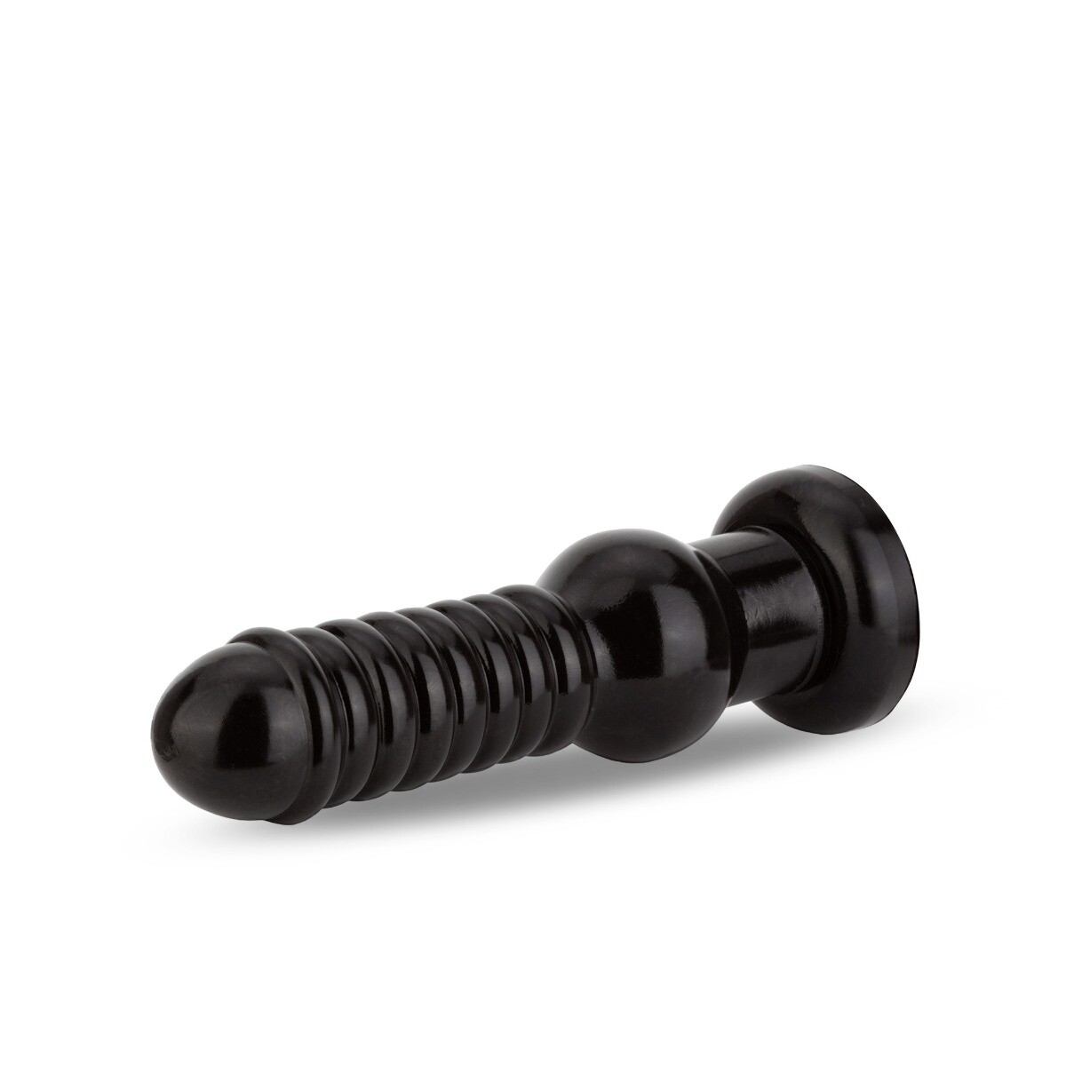 Huge 9.5" XL Black Ribbed Anal Training Stretching Dildo Butt Plug Anal Sex Toy