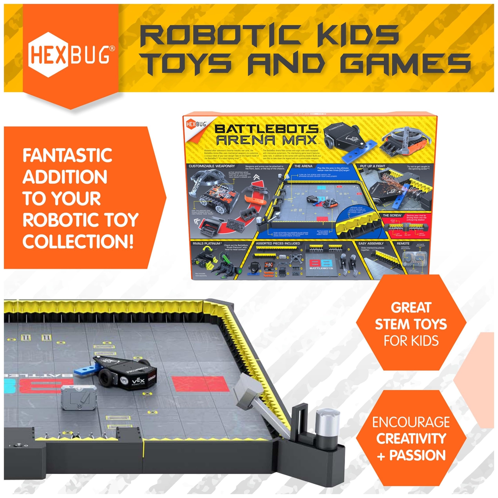 HEXBUG BattleBots Arena MAX, Multiplayer Robot Board Game for Kids, Remote...
