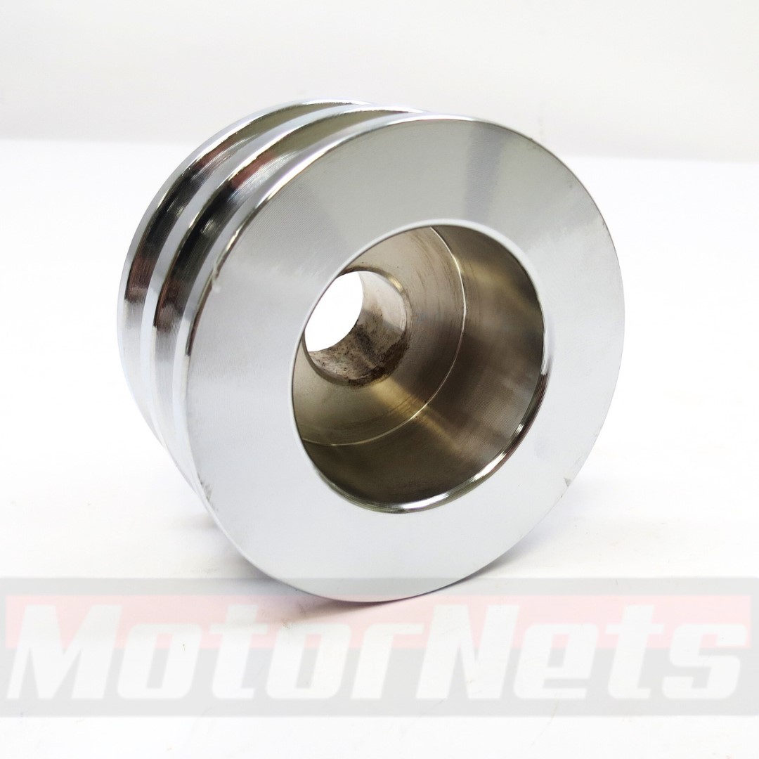 Chrome Double Groove Alternator Pulley Fits GM SB BB Chevy SBC 350 BBC 454 Ford