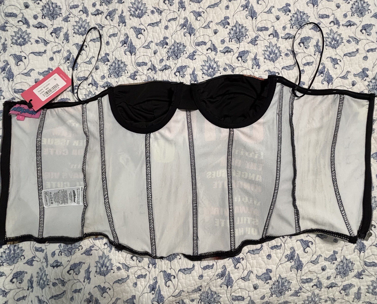 Edikted Corset Bustier Top Small NWT Y2K Structured Underwire Crop Style S13731