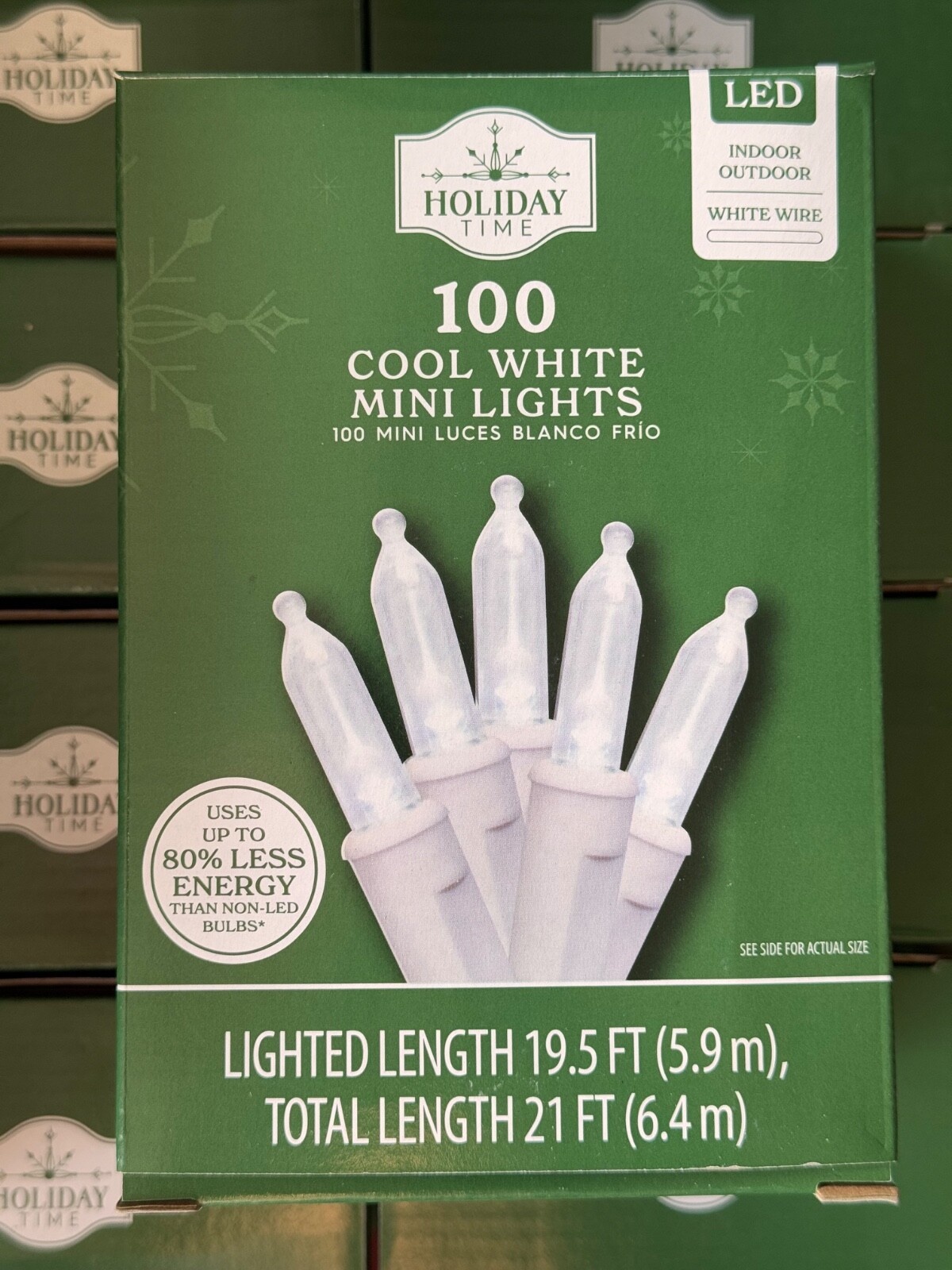 NEW! Holiday Time 100 COOL WHITE Mini LED Christmas Lights Strand WHITE Wire