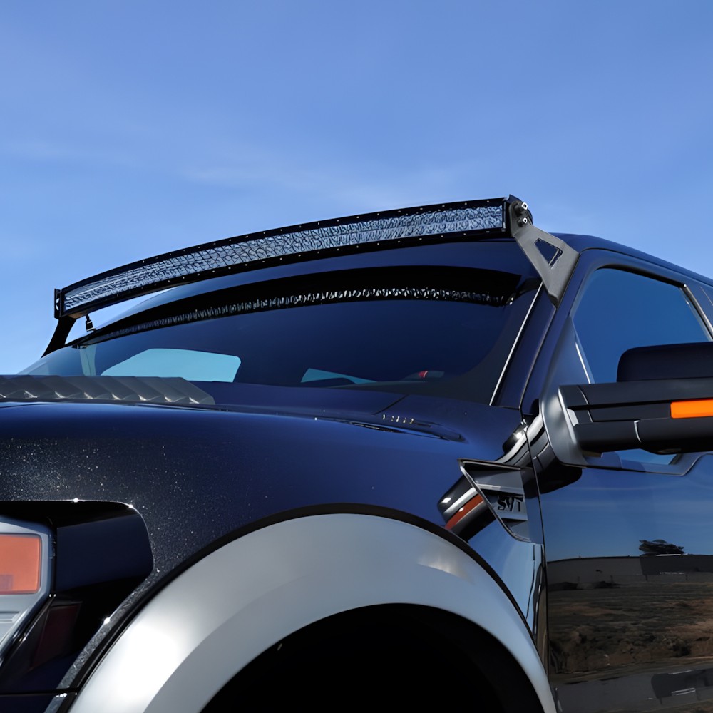 For Ford F150 Raptor 52" Curved LED Light Bar Roof Brackets + 4" Pods Wire Kit