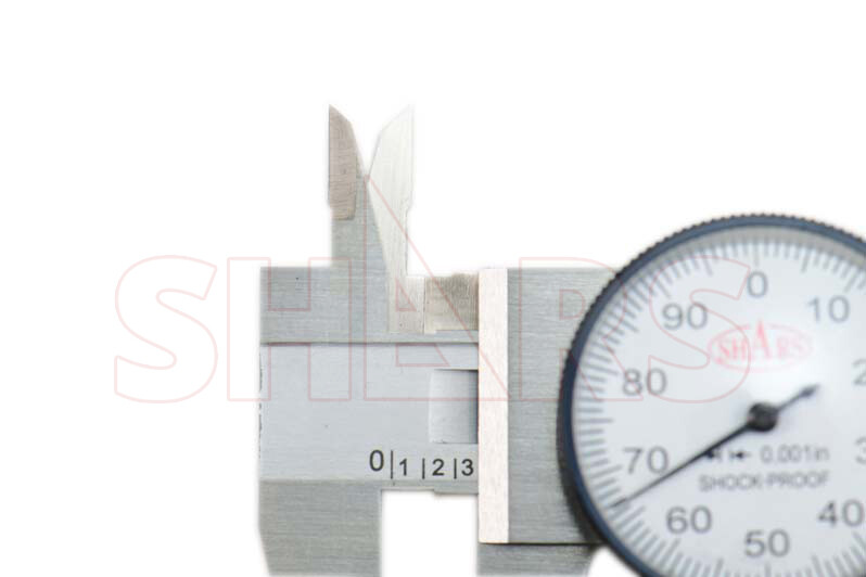SHARS 4" DIAL CALIPER SHOCK PROOF .001" STAINLESS 4 WAY + Inspection Report ^}