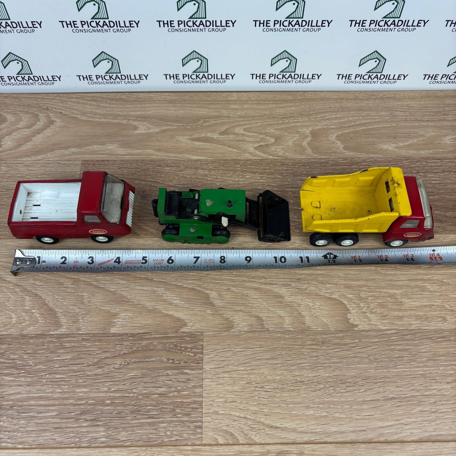 Vintage Tonka Steel Dump Truck and Pickup Truck Lot Red Yellow Green