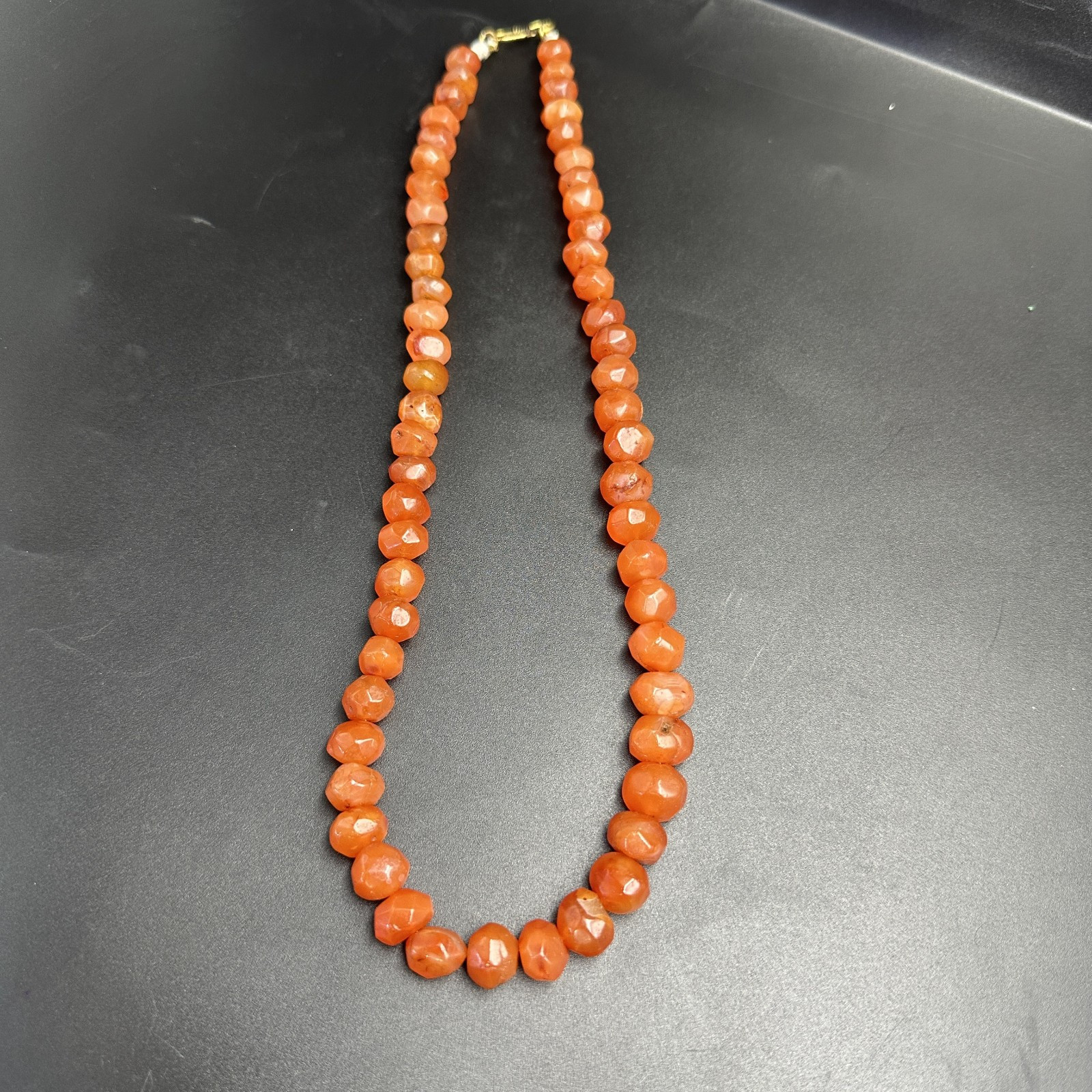 Vintage Himalayan Tibetan Carnelian Faceted Agate Beads Necklace