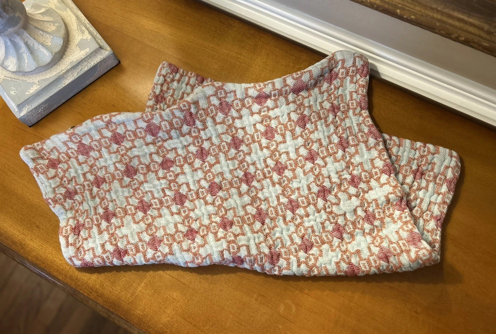 GreenRow Pia Cotton Pillow Cover 20”x20” Blue/Pink NWOT OPEN BOX