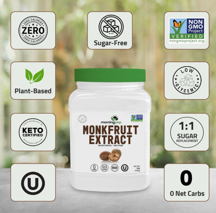100% Pure Monk Fruit Extract Sweetener Powder No Erythritol Zero Calorie 5oz