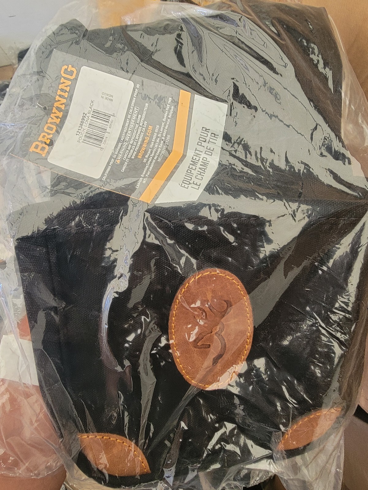 Browning Lona Shell Pouch Black Canvas Body w/Tan Leather Model# 121388992