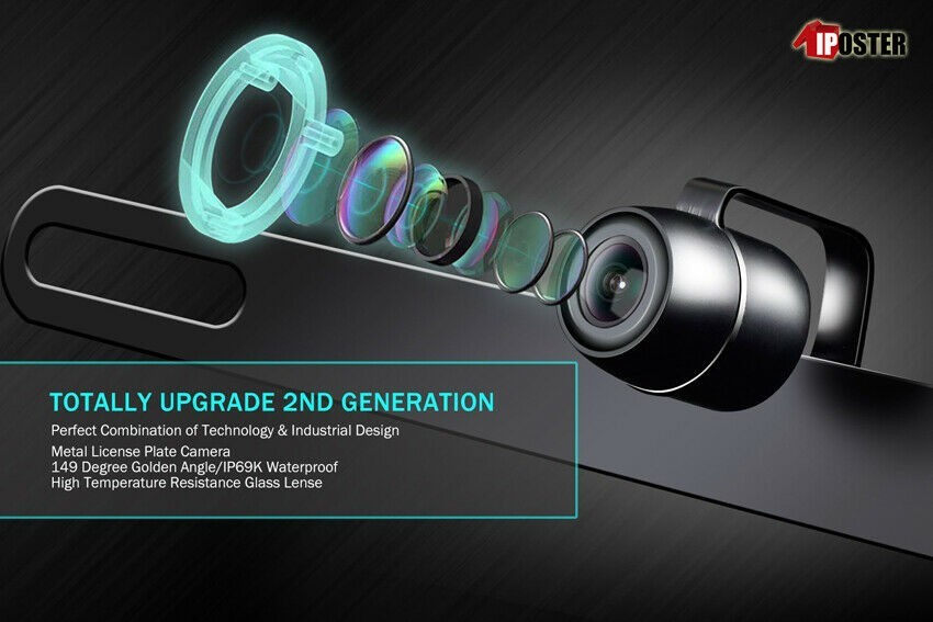 Metal Car License Plate Backup Reverse Rear View Camera Night Vision Waterproof