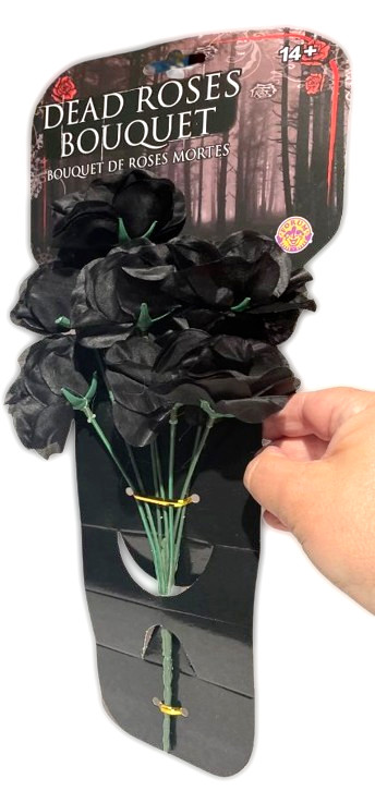 DEAD BLACK ROSES BOUQUET 7 Flowers Wednesday Costume Prop Prank Gag Joke Gift