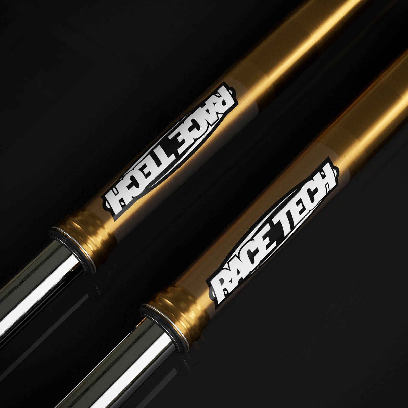 Race Tech Fork Stickers Suspension Decals Set (White/Black) (9x6.5)