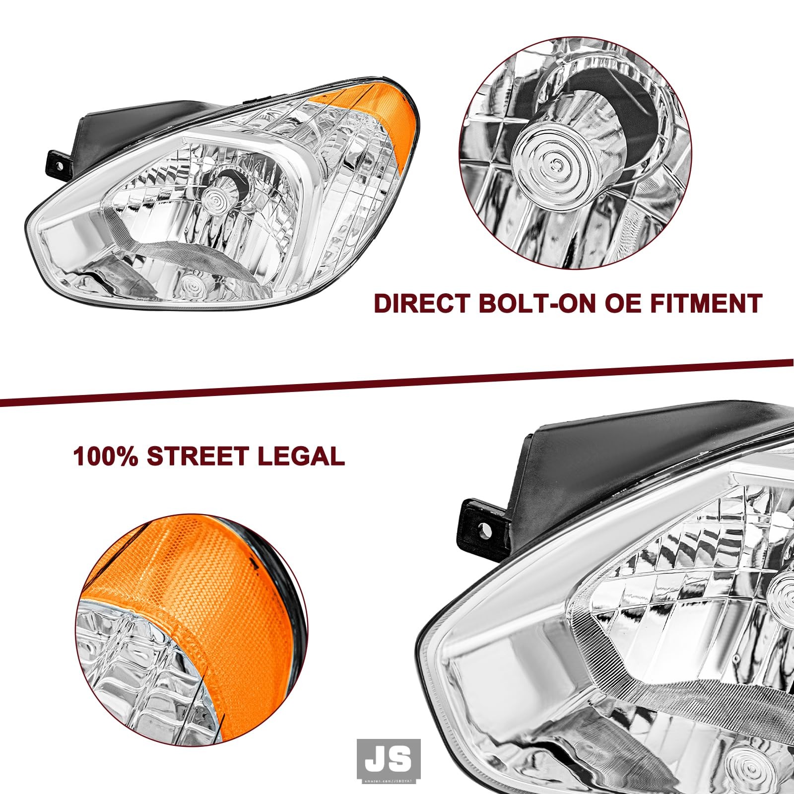 Headlight Assembly Compatible with 2007-2011 Hyundai Accent Replacement