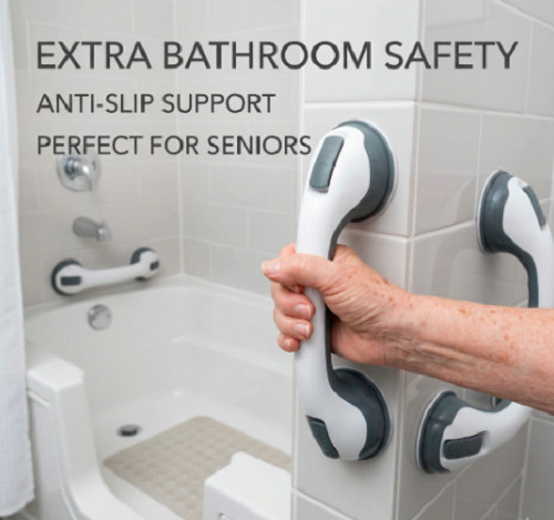 Shower Handle 2 Pack 12" Grab Bars Suction Grip Handicap Elderly Bathroom Safety