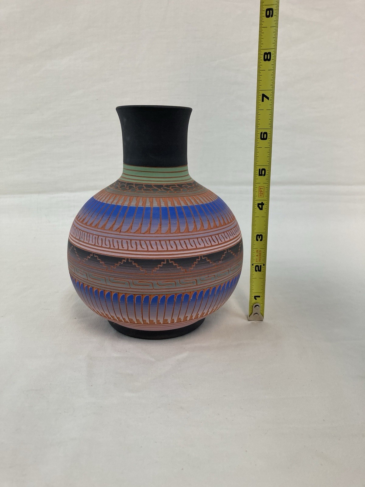 Valencia Charlie Navajo Signed Etched Vase