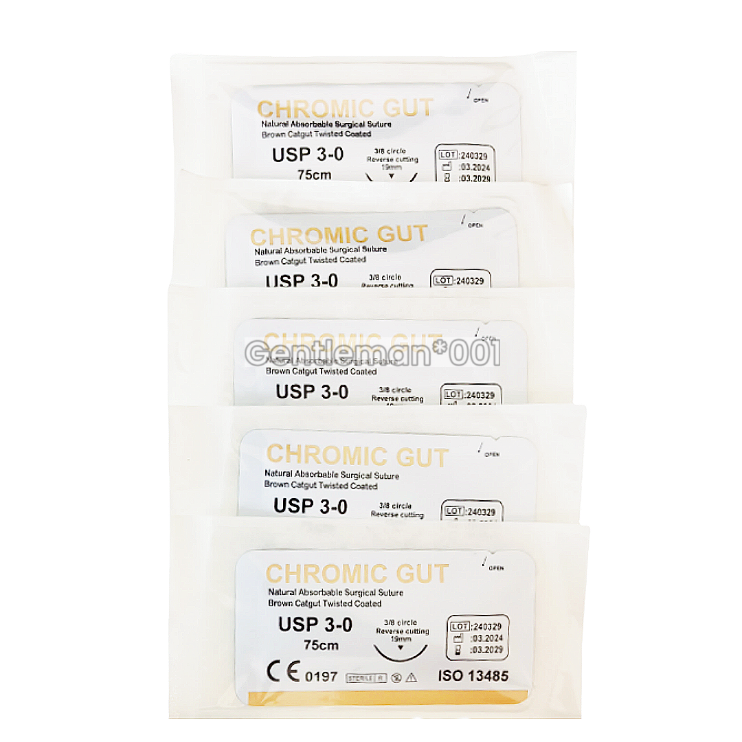 Absorbable Dental Oral Surgical Sutures CHROMIC GUT 3/0 PGA 4/0 Natural Needled