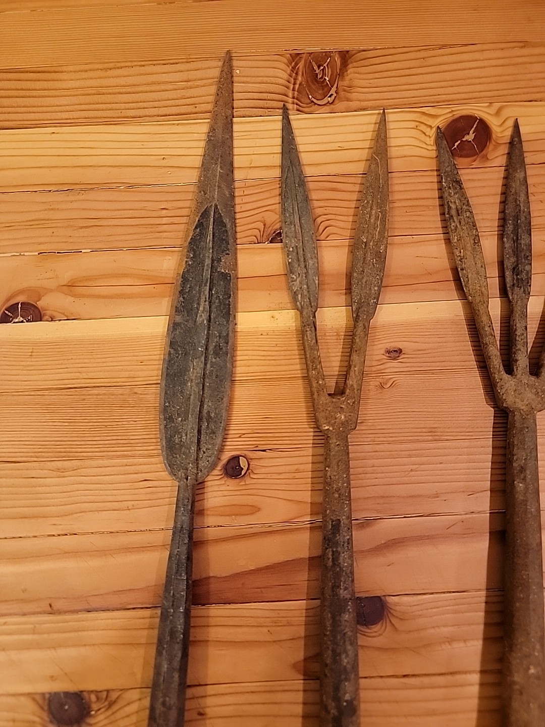 THREE AFRICAN TRIBAL SPEAR HEAD HAND FORGED SET