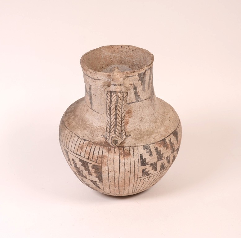 Prehistoric Anasazi Pottery Pitcher with Dog Figure Handle